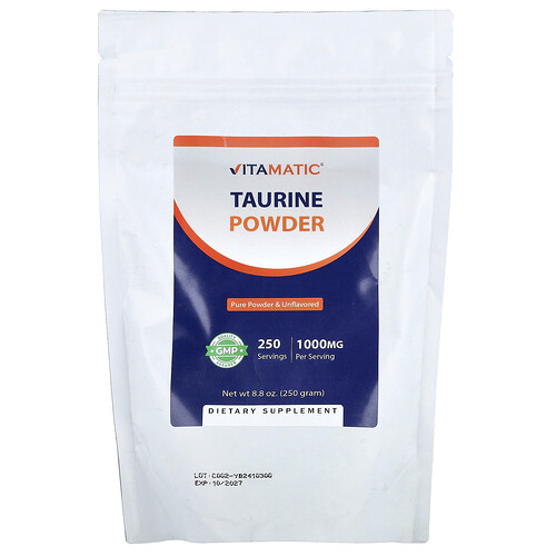 Vitamatic Taurine Powder, Unflavored, 8.8 oz (250 g)