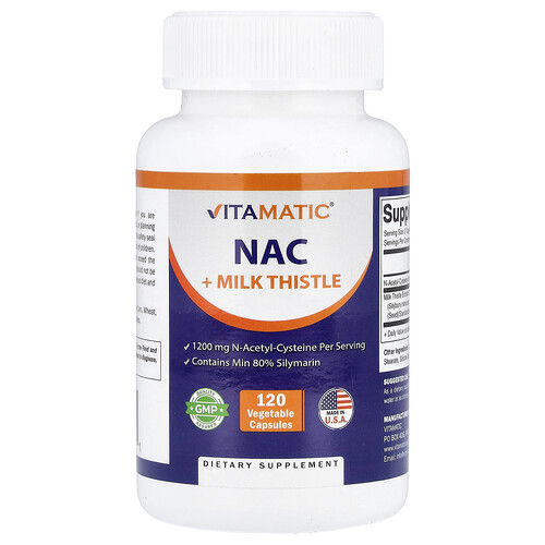 Vitamatic NAC + Milk Thistle, 120 Vegetable Capsules