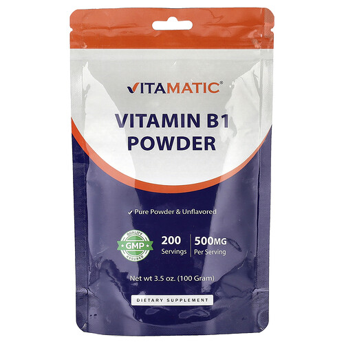 Vitamatic, Vitamina B1 en polvo, Sin sabor, 100 g (3,5 oz)