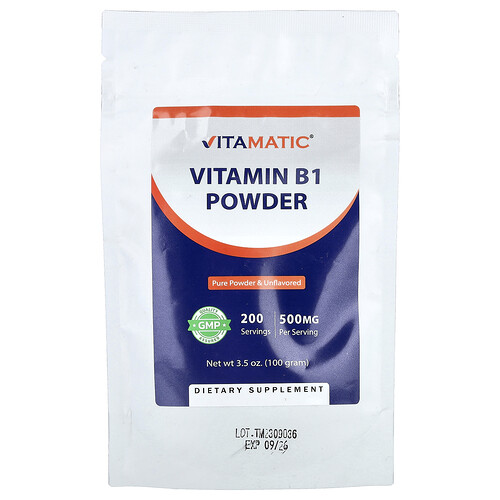 Vitamatic Vitamin B1 Powder, Unflavored, 3.5 oz (100 g)