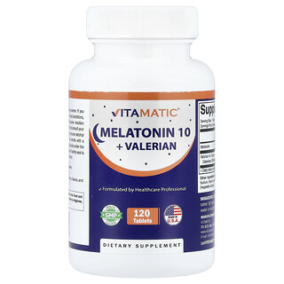 Vitamatic, Melatonina 10 + Valeriana, 120 Comprimidos