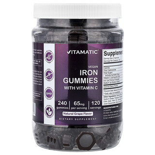 Vitamatic, Veganska järngodisar med C-vitamin, druva, 240 godisar