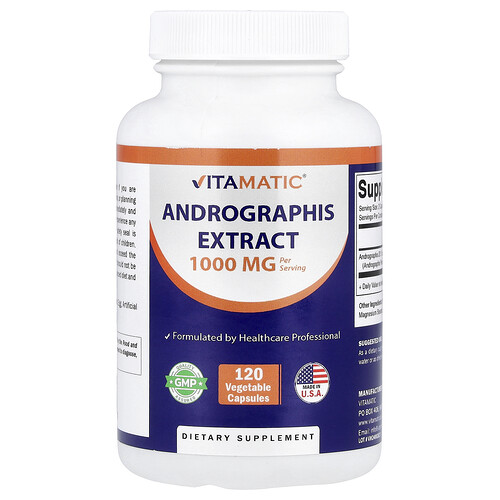 Vitamatic, Andrographis Extract, Andrographis-Extrakt, 120 pflanzliche Kapseln (500 mg pro Kapsel)