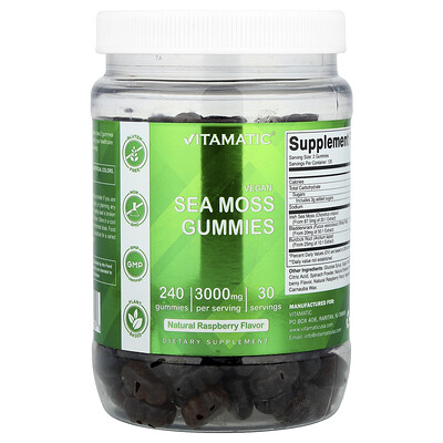 Product Image for Vitamatic, Vegan Sea Moss Gummies, Natural Raspberry, 240 Gummies