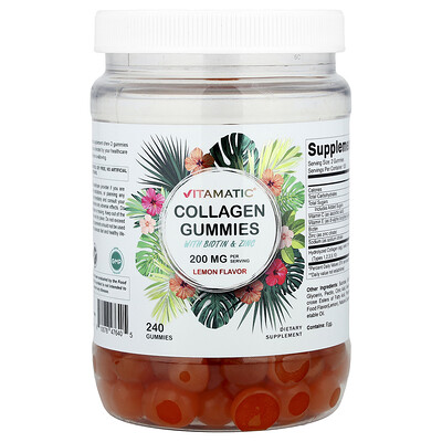 Vitamatic, Gomitas de colágeno con biotina y zinc, Limón, 240 gomitas