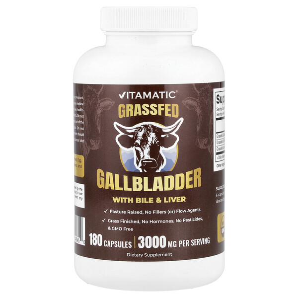 Vitamatic Grassfed Gallbladder With Bile & Liver, 180 Capsules (500 mg per Capsule)