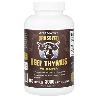 Vitamatic, Θύμος βοδινού με συκώτι από τρέφονται με χόρτο, 180 κάψουλες