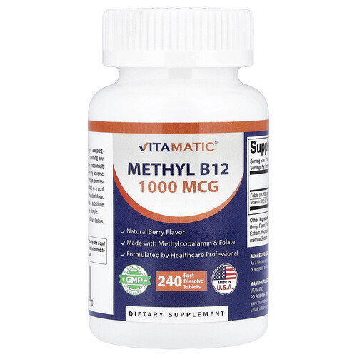 Vitamatic, Methyl B12, Natural Berry, 240 Fast Dissolve Tablets