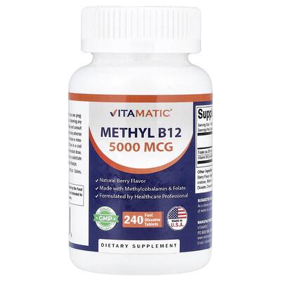 Vitamatic, Metil B12, Sabor natural a bayas, 240 comprimidos de rápida disolución