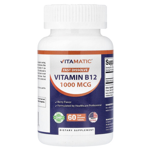 Vitamatic Vitamin B12, Berry, 1,000 mg, 60 Fast Dissolve Tablets