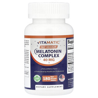 Vitamatic, Complexe de mélatonine, Baie, 180 comprimés à dissolution rapide