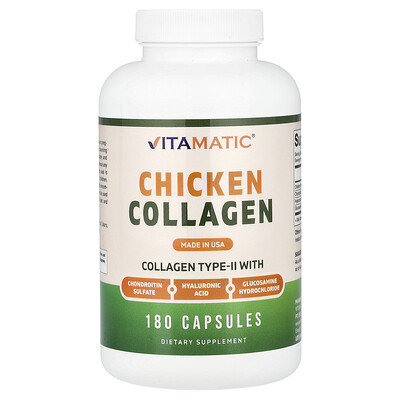 Vitamatic, Colágeno de pollo, 180 cápsulas