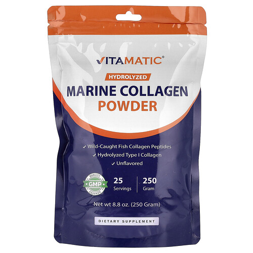 Vitamatic, Hydrolyzed Marine Collagen Powder, Unflavored, 8.8 oz (250 g)