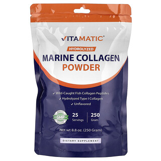 Vitamatic, Poudre de collagène marin hydrolysé, Non aromatisée, 250 g