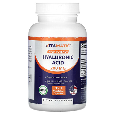 Vitamatic  High Potency  Hyaluronic Acid  200 mg  120 Vegetable Capsules