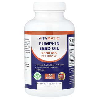 Vitamatic, Ulei de semințe de dovleac, 180 capsule moi (1.000 mg per capsulă moale)
