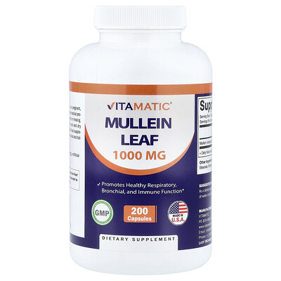 Vitamatic, Hoja de gordolobo, 200 cápsulas (333 mg por cápsula)