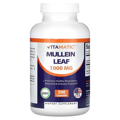 Vitamatic  Mullein Leaf  1 000 mg  200 Capsules (333 mg per Capsule)