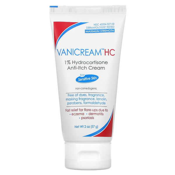 HC 1% Hydrocortisone Anti-Itch Cream, Maximum Strength, For Sensitive Skin, Fragrance Free, 2 oz (57 g)