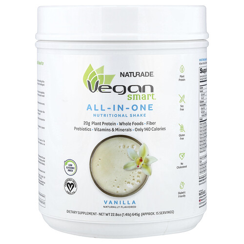 VeganSmart, Naturade®, All-In-One Nutritional Shake, All-In-One-Ernährungsshake, Vanille, 645 g (1,4 lb.)