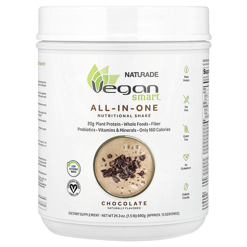 Vegansmart All-In-One Nutritional Shake, Chocolate, 1.5 lb (690 g)