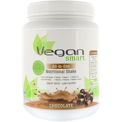 VeganSmart All-In-One Nutritional Shake, Chocolate, 24.3 oz (690 g)