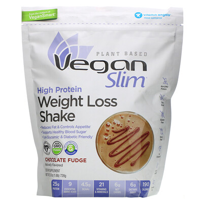 

VeganSmart Plant Based Vegan Slim, High Protein Weight Loss Shake, Chocolate Fudge, 1.6 lb (728 g)