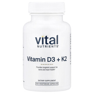 Vital Nutrients, 維生素 D3 + K2，120 粒素食膠囊