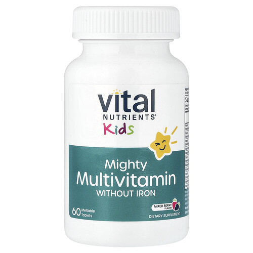 Vital Nutrients Kid's Mighty Multivitamin Without Iron Meltable Tablets Mixed Berry - 60 Tablets