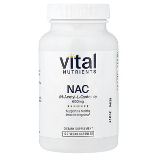 Vital Nutrients, NAC, 600mg, 베지 캡슐 100정