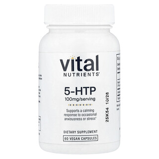 Vital Nutrients, 5-HTP, 100 mg, 60 cápsulas veganas