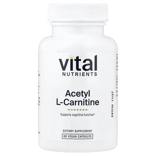Vital Nutrients, Acetil L-carnitina, 500 mg, 60 capsule vegane
