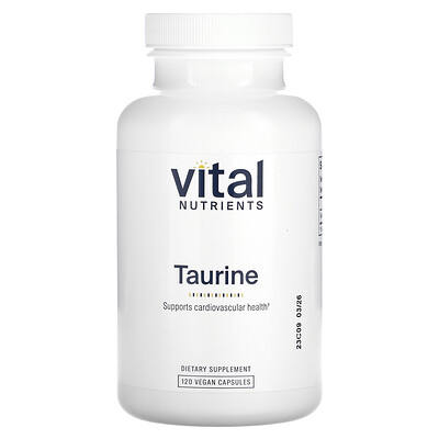 Vital Nutrients  Taurine  2 000 mg  120 Vegan Capsules (1 000 mg Per Capsule)
