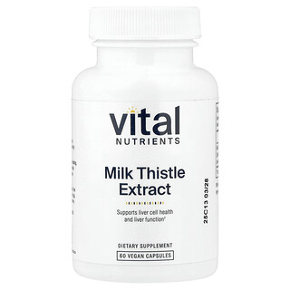 Vital Nutrients, Ekstrakt av mariatistel , 250 mg, 60 Veganske kapsler