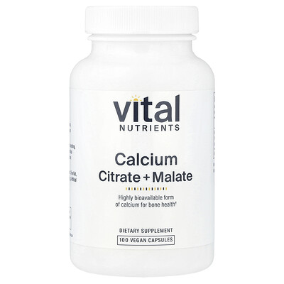 Vital Nutrients Calcium Citrate  Malate 100 Vegan Capsules 150 mg per Capsule