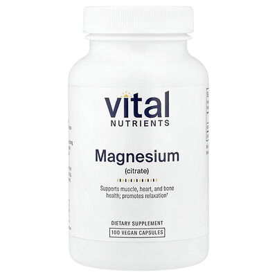 Vital Nutrients, Citrato de magnesio, 100 cápsulas veganas (150 mg por cápsula)
