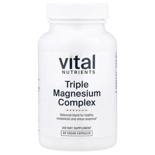 Vital Nutrients, Triple Magnesium Complex, dreifacher Magnesiumkomplex, 500 mg, 90 vegane Kapseln (250 mg pro Kapsel)