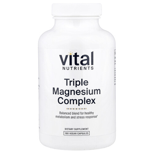 Vital Nutrients, Triple Magnesium Complex, dreifacher Magnesiumkomplex, 180 vegane Kapseln (250 mg pro Kapsel)