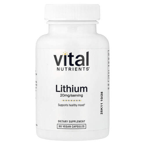 Vital Nutrients, Lithium , 20 mg , 90 Vegan Capsules