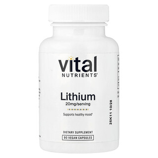 Vital Nutrients, Lítium, 20 mg, 90 vegán kapszula