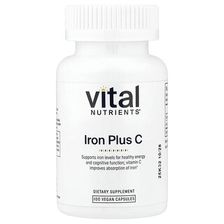 Vital Nutrients, Iron Plus C, 100 Vegan Capsules