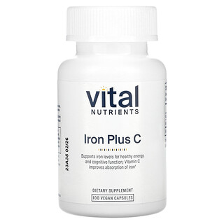 Vital Nutrients‏, Iron Plus C ، 100 كبسولة نباتية