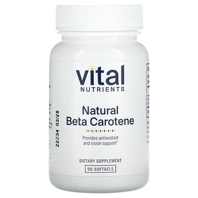 Vital Nutrients  Natural Beta Carotene  7 500 mcg RAE  90 Softgels