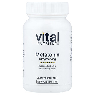 Vital Nutrients, мелатонин, 10 мг, 60 веганских капсул