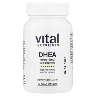 Vital Nutrients, DHEA micronisé, 10 mg, 60 capsules vegan