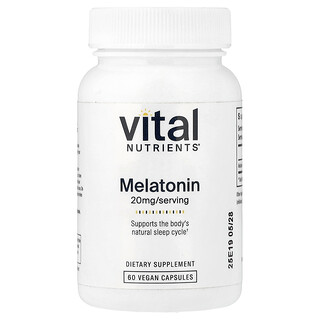 Vital Nutrients, Melatonina, 20 mg, 60 cápsulas veganas