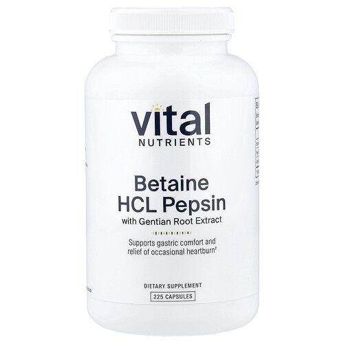 Vital Nutrients, Betaine HCl, Pepsin, Gentian Root Extract, 225 Capsules
