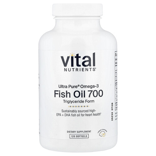 Vital Nutrients, Ultra Pure®, Omega-3 Fish Oil 700, Lemon, 120 Softgels
