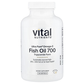 Vital Nutrients, ультрачистый рыбий жир 700, со вкусом лимона, 120 капсул