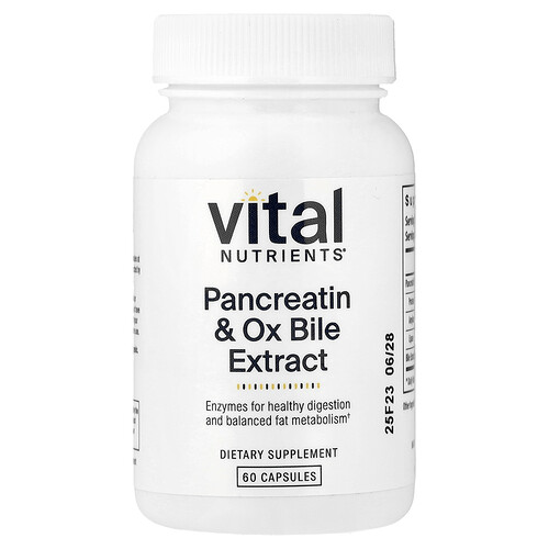 Vital Nutrients, Pankreatin und Ochsengallenextrakt, 60 Kapseln